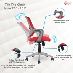 rose designer chairs Mono | 3-Years Warranty Included | Mid-Back Ergonomic Office Chair | Revolving| Mesh Office Arm Chair image 5