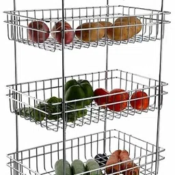 Stainless Steel 4-Tier Fruits & Vegetable Onion Trolley Steel Kitchen Trolley-image-18