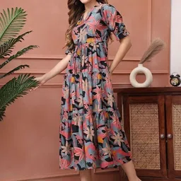 fabfinds Women A-line Multicolor Maxi/Full Length Dress image 3