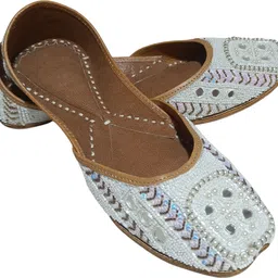 Vesora Ziva Beaded Mirror Work Punjabi Jutti for Women | Model B4 - 37/UK 4 Mocassin For Women-picture-30