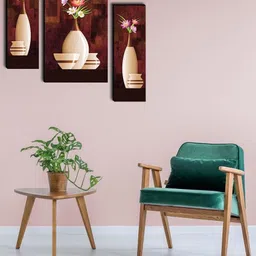 sndart set Of 3(4971) Flower Pots 6MM MDF Digital Reprint 12 inch x 18 inch Painting image 3