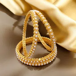 Pihtara Jewels Set Of 4 Gold-Plated Pearl Beaded Bangles-picture-12