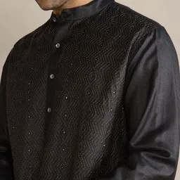 Fabindia Ethnic Motifs Printed Stones And Beaded Silk Kurta image 2