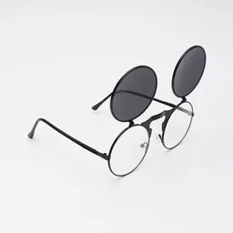 PELLE LUXUR Women Grey Lens & Black Round Sunglasses with-image-68