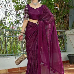 K 5 Fashion Embellished Pure Chiffon Saree-image-55