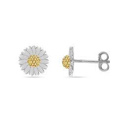 LeCalla 925 Sterling Silver 14K Gold Plated Floral Shaped Studs image 2