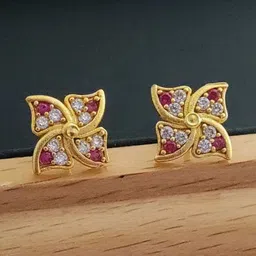 OM KRISHIV COLLECTION Floral Studs Earrings-image-9