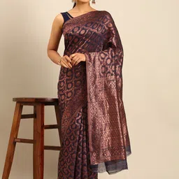 Fashion Petals ethnic motifs woven design Zari Saree-picture-23