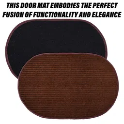 Aura Red & Brown 3 Pieces Lining Oval Shape Anti-Skid Doormats image 2