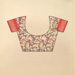 SSHAGUN LIFESTYLE Red Self Design Checkered Printed Madhubani Cotton Silk Saree image 4