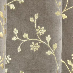 Kiara Creations Grey & Beige Set of 2 Floral Room Darkening Long Door Curtain image 4