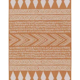 DDecor Orange Geometric Anti-Skid Polyester Carpet image 2
