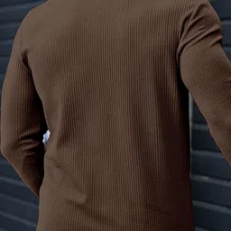 KAJARU Self Design Round Neck Long Sleeves Regular Fit Casual T-Shirt image 5