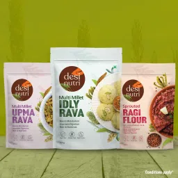 Desi Nutri Multi Millet Buy 2 & Get 1 Free (Buy Upma + Idli & Get Sprouted Ragi FREE) | Instant Upma Rava | Multi Millet Sprouted Ragi | Instant Idli Mix-picture-11