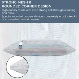 Aura 6Pcs White & Blue Cacstus-Printed Reusable Mesh Laundry Bags With Zipper image 3