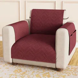 Lukzer Maroon Reversible Straight 1 Seater Sofa Cover With Arms-image-6