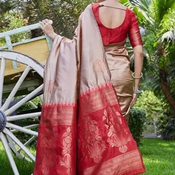 Anouk Woven Design Zari Silk Blend Handloom Banarasi Saree image 4