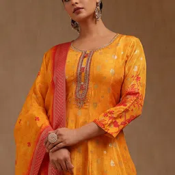 Soch Women Woven Design Gown Maxi Ethnic Dress With Dupatta image 4