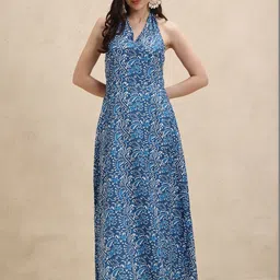 SZN Ethnic Motifs Print Halter Neck Fit & Flare Maxi Dress image 2