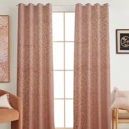 Galaxy Home Decor Rose Gold-Toned Set of 2 Floral Room Darkening Door Curtain-image-2