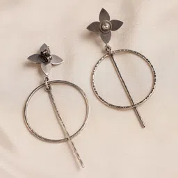 JAYPORE Silver-Plated Contemporary Drop Earrings-picture-25