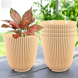 GARDEN'S NEED 5-Pcs Grey & Black Textured Planters image 2