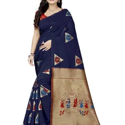 DIVASTRI Woven Design Zari Silk Cotton Banarasi Saree-picture-36