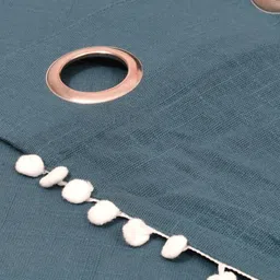 THE LINEN COMPANY Navy Blue & White Sheer Window Curtain image 2