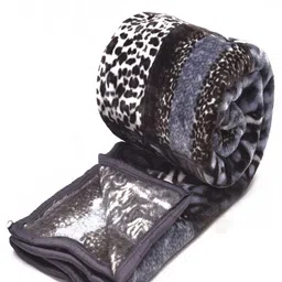 Myntra Elegant Homes Black & Grey Mink Mild Winter 350 GSM Blanket image 5