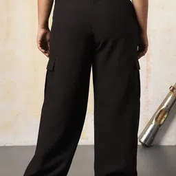 Freeform by High Star Women Loose Fit High-Rise Wrinkle Free Pleated korean Cargo Trousers image 3