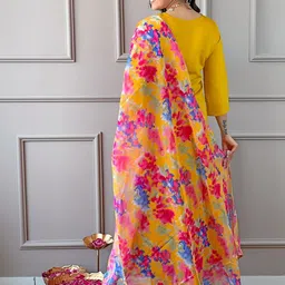 SDK FASHION Women Floral Regular Thread Work Kurta with Trousers & With Dupatta image 3