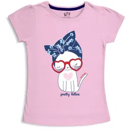 Minicult Girls Graphic Printed Round Neck Cotton T-shirt-picture-16