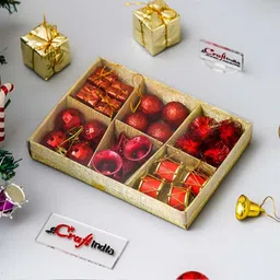 eCraftIndia Set Of 24 Red Christmas Gifts Balls Bells Drums-image-58