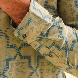 JAYPORE Geometric Printed Band Collar Pure Cotton Kurta image 3