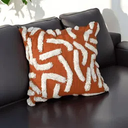 LUSHLYF Orange & White Quirky Square Cushion Covers image 2