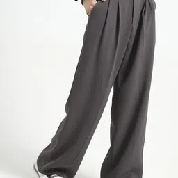 Sera Women Smart Flared High-Rise Pleated Korean Pants With Belt image 2