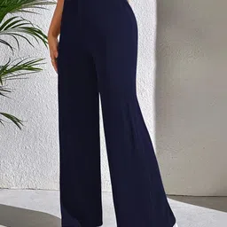 CILIMILI Women Relaxed Flared High-Rise Non Iron Trousers image 5