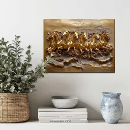 hothouse Seven Running Vastu Lucky Horse MDF Panel for Living Room Bedroom Office Home Wall Décor Vinyl image 4