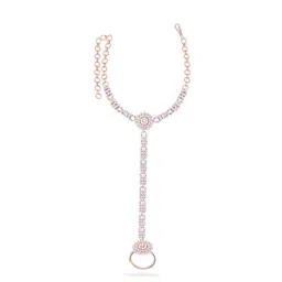 TANAIRA Rose Gold-Plated American Diamond Studded Ring Bracelet image 4