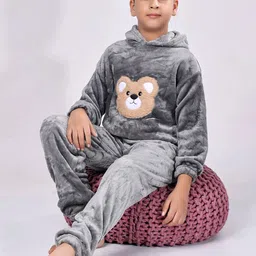 Chawla Uttam Boys Printed Hooded Sweatshirt & Joggers Winter Night Suits-picture-15