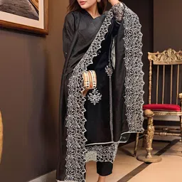 GoSriKi Women Ethnic Motifs Printed Regular Kurta with Trousers & With Dupatta image 3