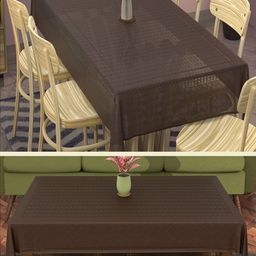 RUBOXA Brown Set of 2 Striped Anti-Skid Cotton 6-Seater Table Cover with Embroidered details-picture-45