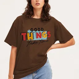 Moda Rapido Women Typography Printed Drop-Shoulder Sleeves T-shirt-image-72