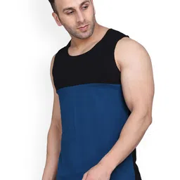 SLOWLORIS Pack Of 2 Printed Round Neck Gym Vest VSL26 CMB(CHS MUSTARD)(PLAIN BLACKPEACOCK) image 2