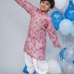 Little Bansi Boys Floral Printed Pure Cotton Kurta With Dhoti Pants-picture-37