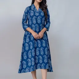 krambica Women Ethnic Motifs Printed Relax Fit V-Neck A-Line Midi Dress-picture-34