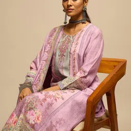 House of Pataudi Floral Embroidered Round Neck Straight Kurta With Trouser & Dupatta image 3