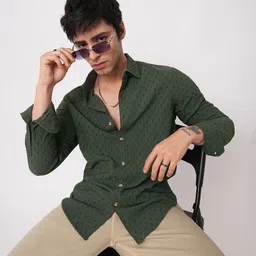 VASTRADO Men Classic Self Design Relaxed Fit Casual Shirt image 3