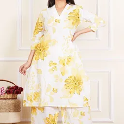 KALPARUN Women Floral Printed Regular Pure Cotton Kurta with Palazzos-picture-12