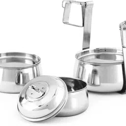 namo international Stainless Steel Pyramid Lunch Box 3 Containers Lunch Box image 2